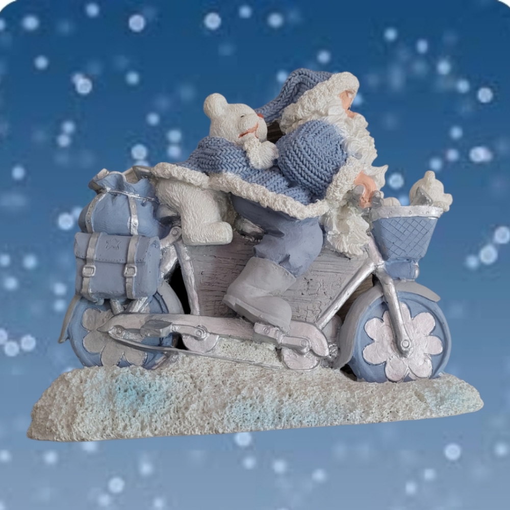 Blue Santa Christmas Figurine